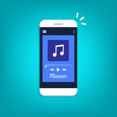 Media player. Mobile music player vector icon illustration flat design.	