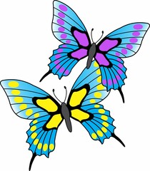 Butterflies yellow and purple
