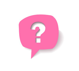 Question mark icon in pink speech bubble. questions sign.