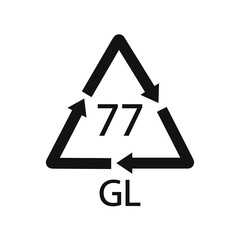 Copper Coated Glass. Glass recycling code 77 GL. Vector illustration