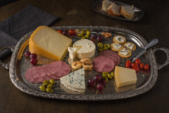 Cheese Platter On A Silver Tray