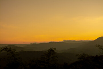 Mountain landscape in the time before sunrise