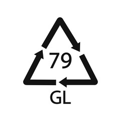 Gold plated glass. Glass recycling code 79 GL. Vector illustration