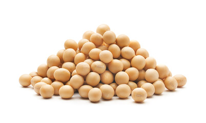 Stacked soybeans isolated on white background