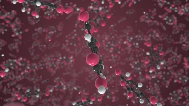 Trimellitic anhydride molecule made with balls, scientific molecular model. Looping 3D animation or motion background