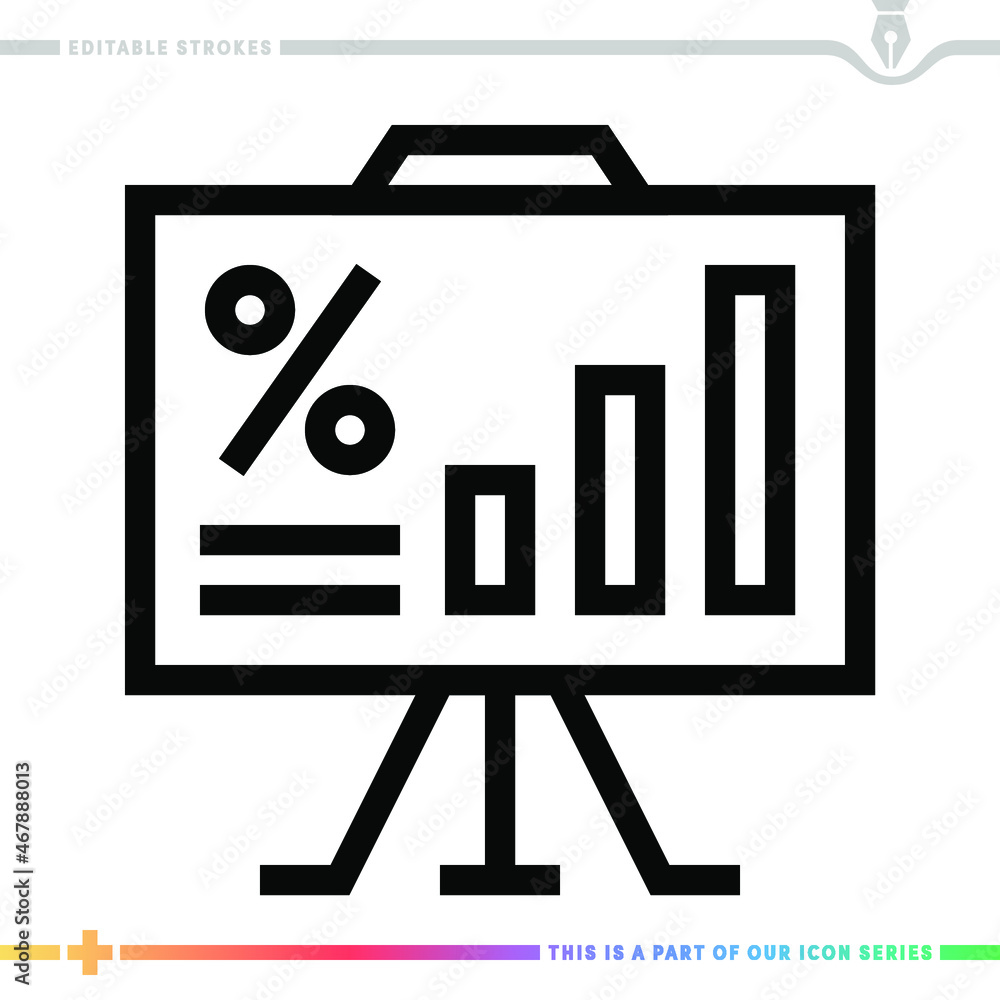Poster the editable line icon of a digital analytics can be used as a customizable black stroke vector illu