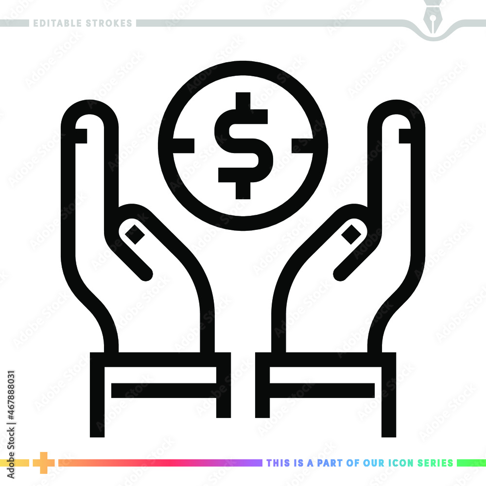 Poster the editable line icon of a boosting donations can be used as a customizable black stroke vector ill