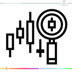 The editable line icon of a stock market volatility can be used as a customizable black stroke vector illustration.