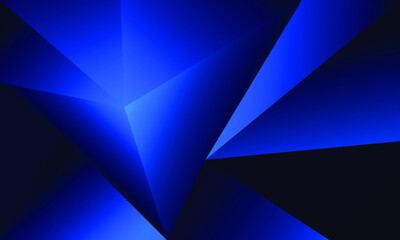 Abstract blue polygon triangles shape pattern background with golden line and lighting effect luxury style.