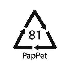 Paper (cardboard). Recycling codes 81 PapPet. Composite materials sign. Vector illustration