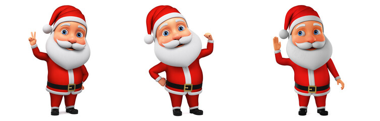Cartoon character Santa Claus shows muscles. Character cartoon Santa Claus shows world peace. Santa claus character pushes the news. 3d rendering.
