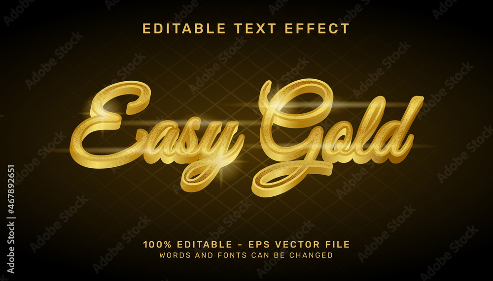 Poster easy gold 3d text effect editable text effect