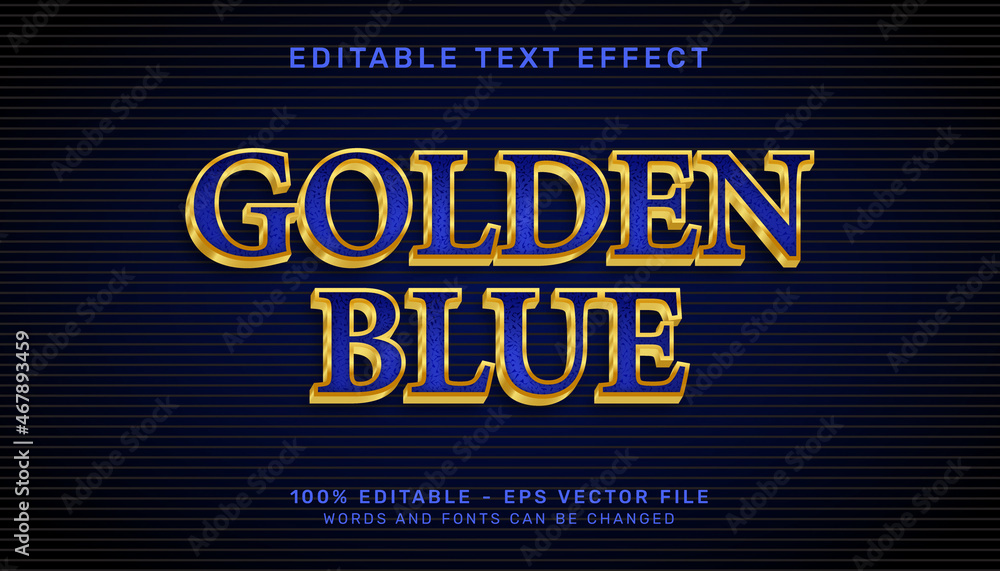 Poster golden blue 3d text effect and editable text effect