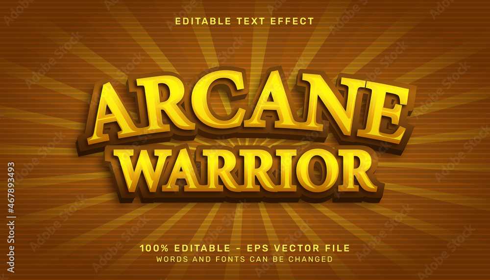 Poster arcane warrior 3d text effect and editable text effect