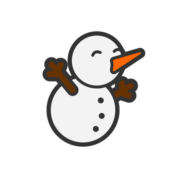 isolated simple cute snowman with cartoon style vector design element