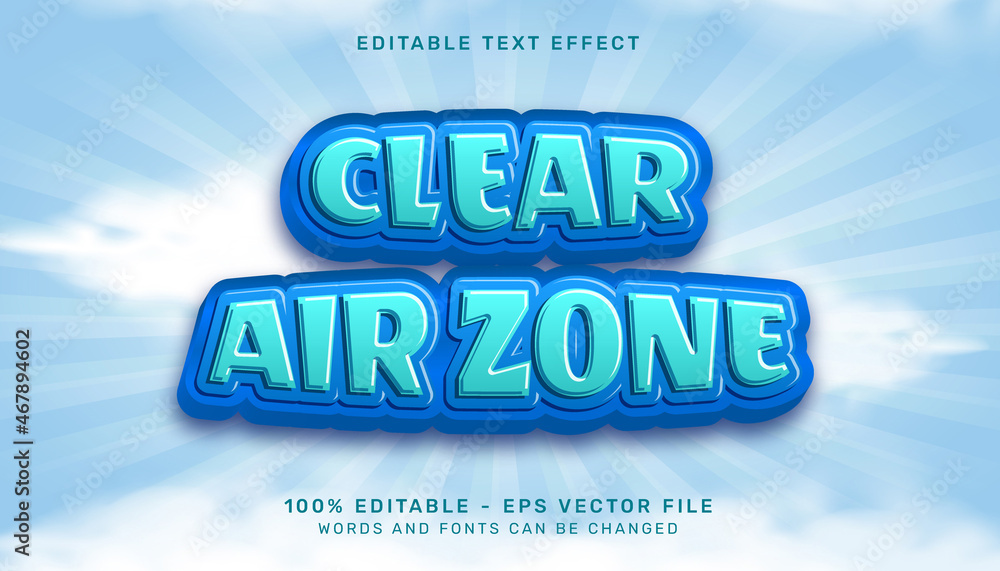 Aufkleber clear air zone 3d effect editable text effect with realistic cloud