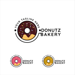 donuts bakery logo vector illustration template icon graphic design. cake symbol for restaurant or food shop with typography style
