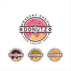 donuts bakery logo vector illustration template icon graphic design. cake symbol for restaurant or food shop with typography style