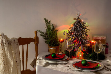 Table setting for New Year and Christmas