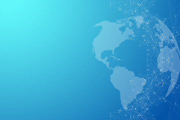 Global network connections with points and lines. Wireframe background. Abstract connection structure. Polygonal space background, illustration