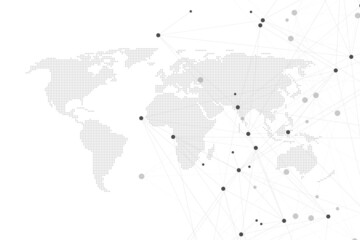 Futuristic abstract background blockchain technology. Peer to peer network business concept. Global cryptocurrency blockchain banner. Wave flow, illustration