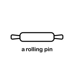 Icon and sign of a rolling pin for kitchen and bakery.