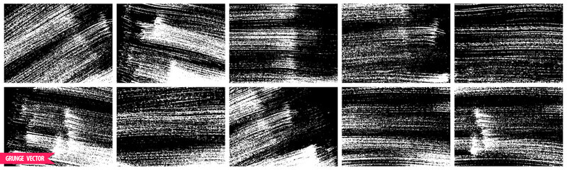 Grunge brush strokes textures set. Ink paintstrokes backgrounds. Distressed acrylic paint backdrops. Abstract artistic overlays collection. Rough grunge textures.