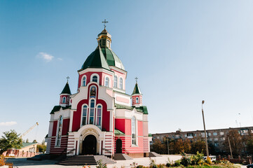 View of the church from the courtyard. Ancient temple of God.