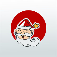 Christmas Banner Template with Cartoon Fun Red Santa Element Vector