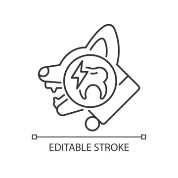 Periodontal disease linear icon. Gum periodontitis. Mouth tissues infection. Teeth illness. Thin line customizable illustration. Contour symbol. Vector isolated outline drawing. Editable stroke