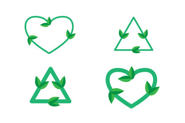 A set of recycle icons made in green style. Good for any project about reuse and zero waste.