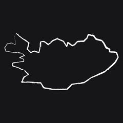 Iceland map line Icon design, white chalk. Draw a picture on the blackboard.