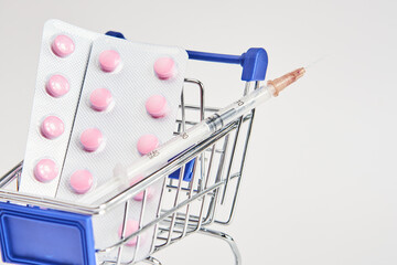 drug trolleys pharmacy shopping light background pharmacy
