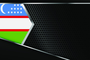 Uzbekistan flag business banner with black background
