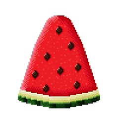 Watermelon slice pixel art. Vector picture.