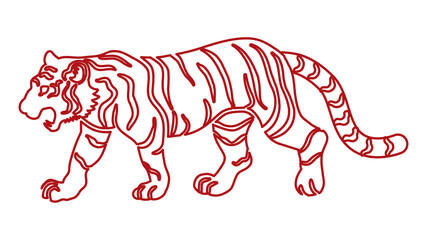 Walking tiger outline clip art