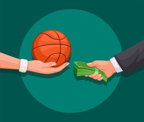 financial and match fixing in basketball sport symbol illustration vector