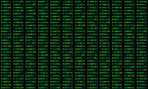 Glowing green binary code in DOS UI/UX, also known as green screen. 
