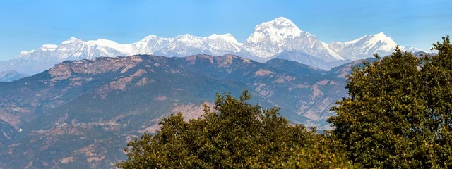 Crédence de cuisine en verre imprimé Dhaulagiri Panoramic view of mount Dhaulagiri, Nepal himalayas