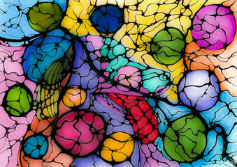 Neuro art graphyc concept dog and bubbles balls