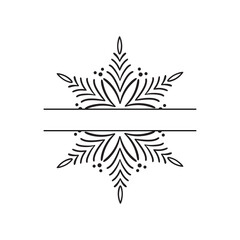 Vector Hand drawn split Christmas vintage scandinavian snowflake. Xmas decorative design element in retro style, isolated winter illustration