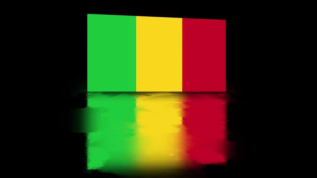 Mali Flag revealed with realistic reflection on stylish black background