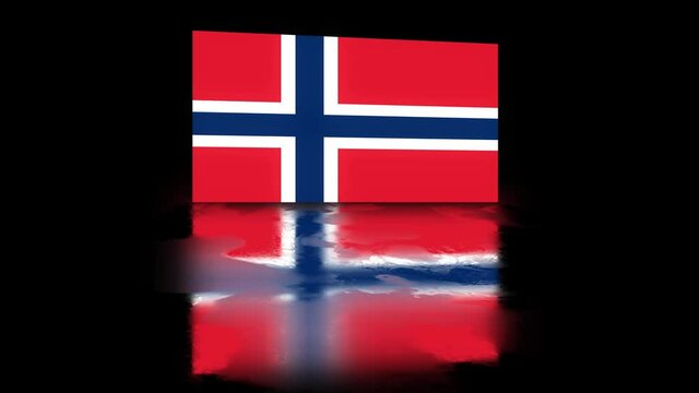 Norway Flag revealed with realistic reflection on stylish black background