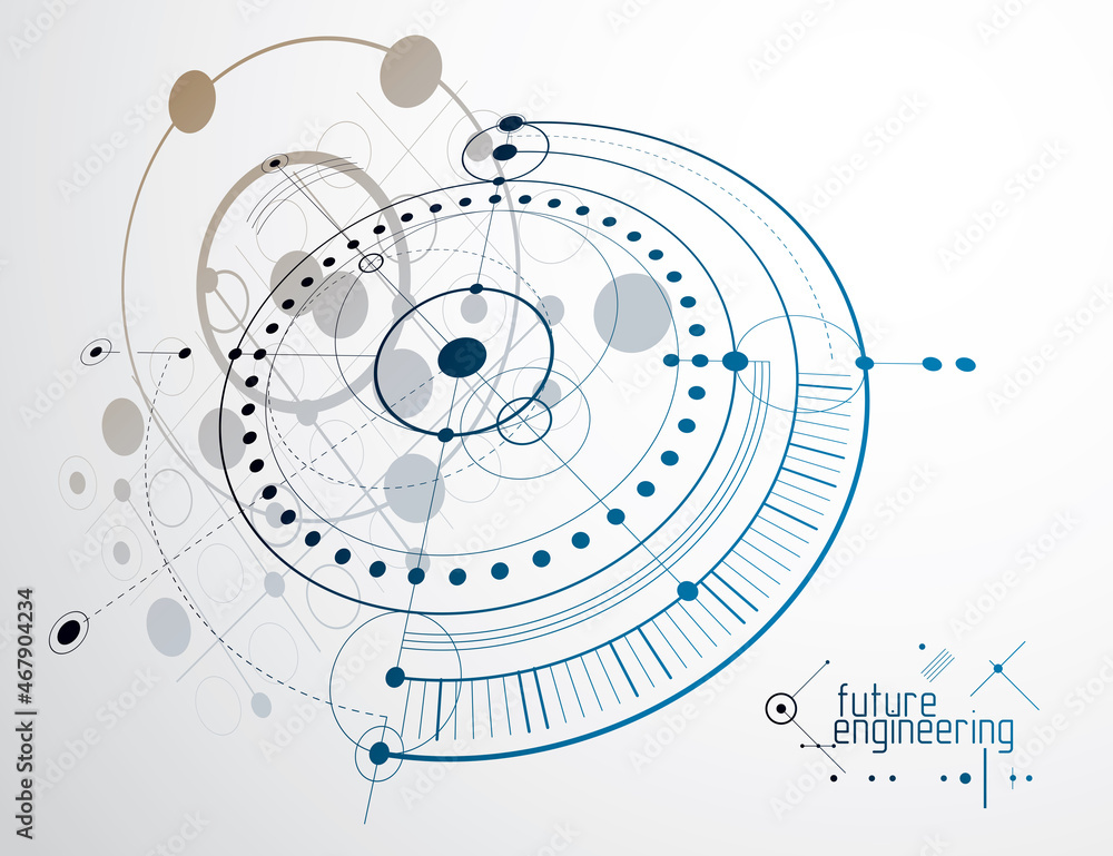 Poster mechanical engineering technology vector abstract background, cybernetic abstraction with innovative