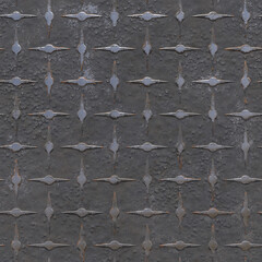 Painted diamond protector. Top view of a metal rusty and grunge texture. Industrial dirty steel background. 3D-rendering