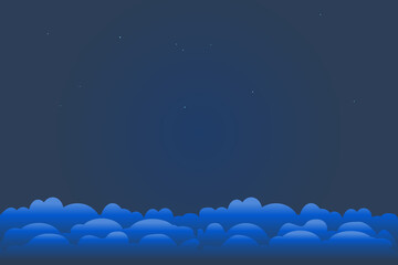 Fototapeta premium Night sky firmament. Fantastic night sky abstract background. Clouds forecast backdrop. Dreamy midnight heaven up clouds. Banner with cloudy dusk skies and copy space. Good night. Vector illustration