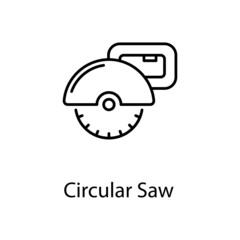 Circular Saw vector Outline Icon Design illustration. Construction Symbol on White background EPS 10 File