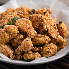 Delicious fried popcorn chicken in Taiwan.
