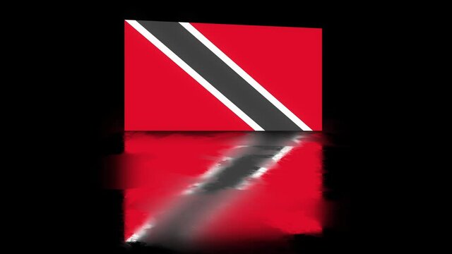 Trinidad And Tobago Flag revealed with realistic reflection on stylish black background