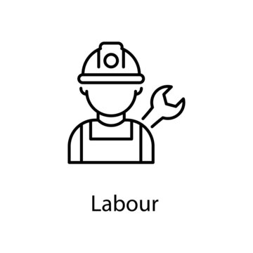 Labour vector Outline Icon Design illustration. Construction Symbol on White background EPS 10 File